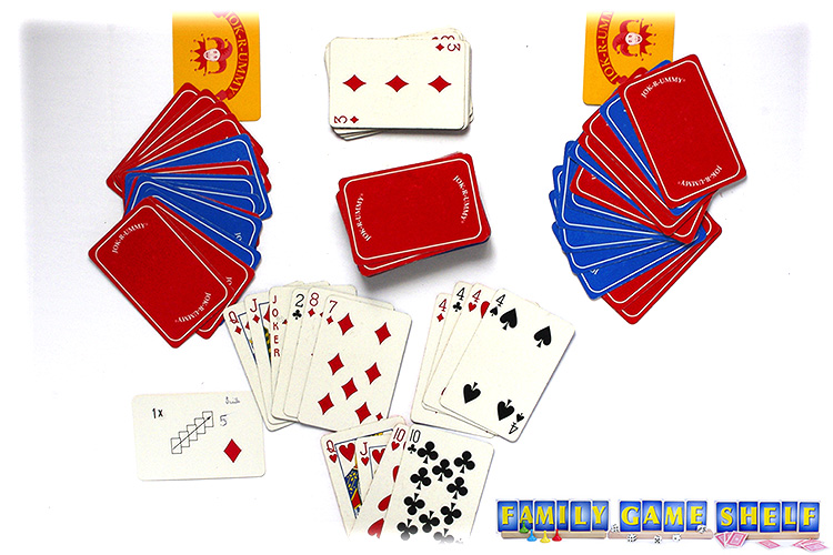 Only cards that work with your mission and three or more of a kind can be put down in Jok-R-ummy