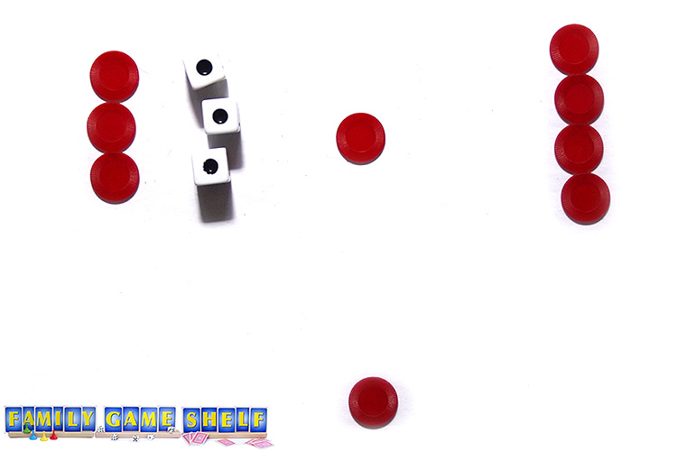 The LCR dice showing three dots