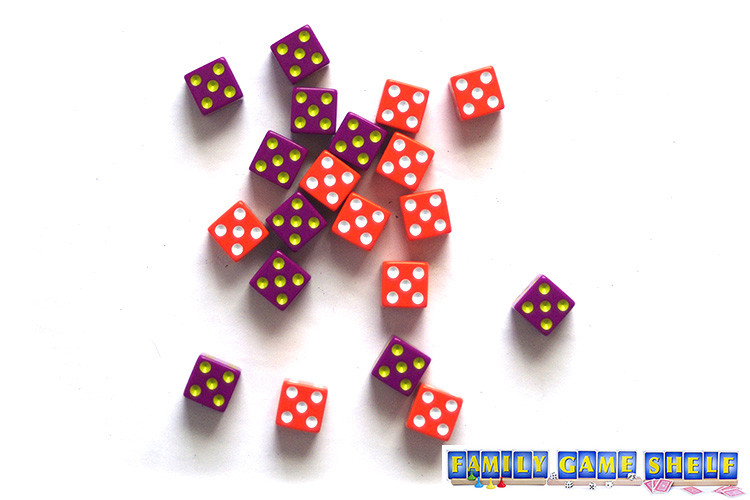 Twenty Tenzi dice showing all 8s
