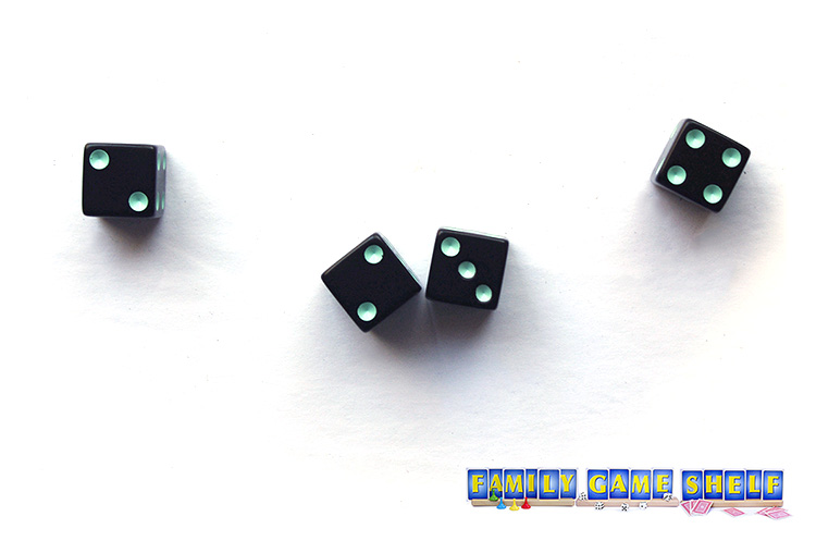 Hockey dice showing a two and three that add up to five. Then a dice showing a 2 and a 4