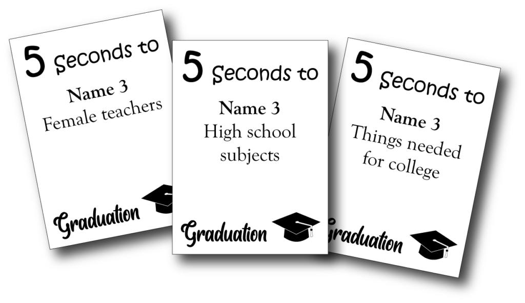 Graduation Game 5 second Rule cards