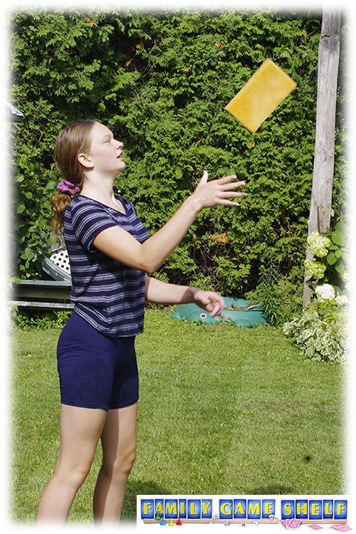  player catching a wet sponge