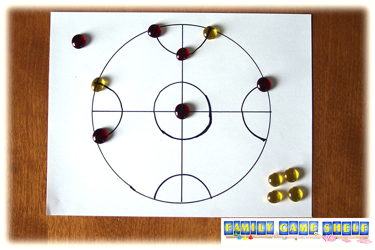 Watermelon Chess board showing a red win
