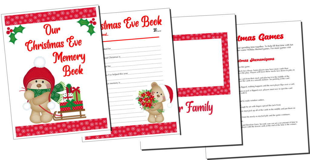 Christmas Eve Box memory book pages