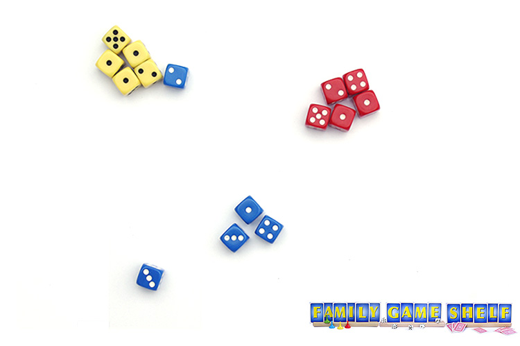 Monkey Dice player rolling a 1, 3, 4