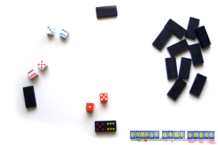One Tiki Totem pole player with a domino of 5,6 and a dice roll of 5