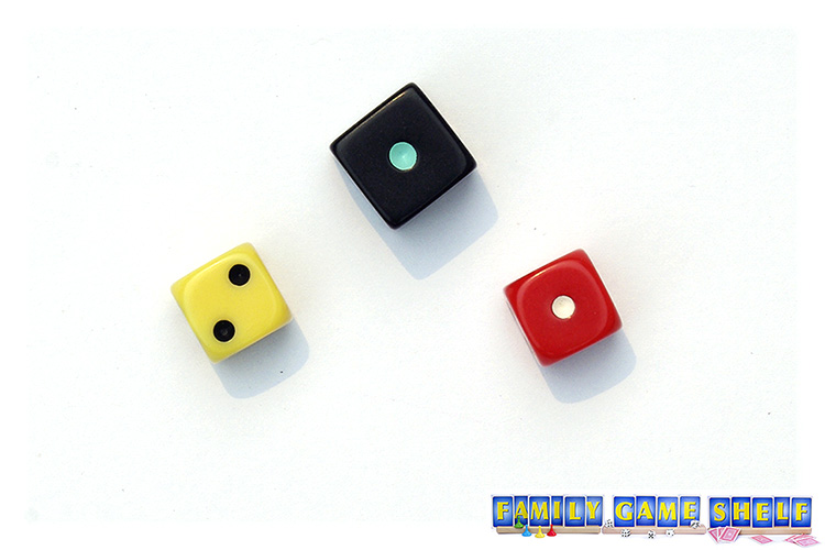 Big Chief dice game where black has 1, red 1 and yellow 2