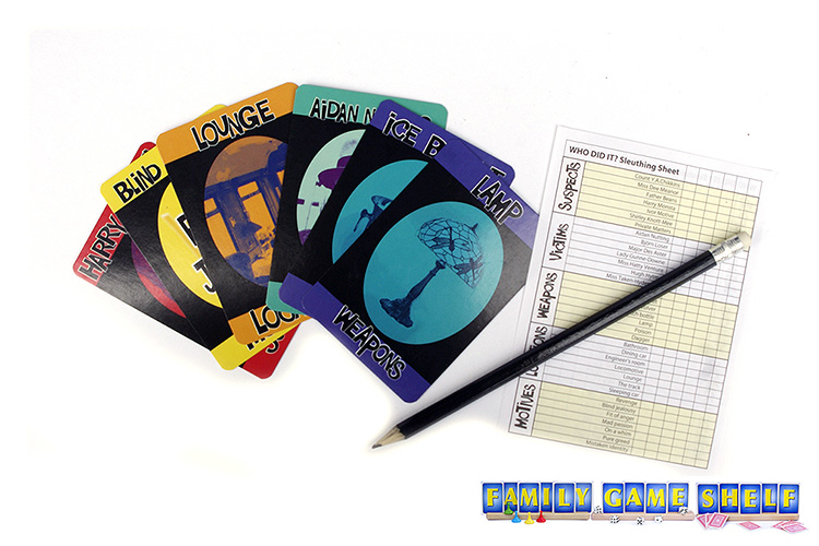 Who Did It game check sheet and cards