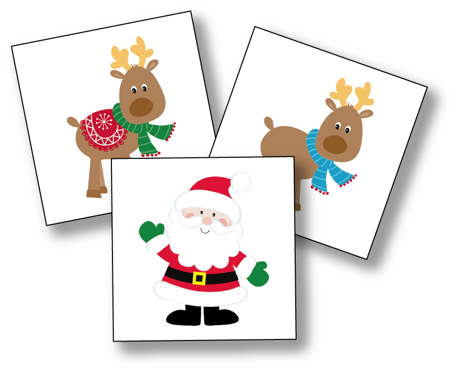 Don't Smack It Christmas cards showing reindeer and Santa