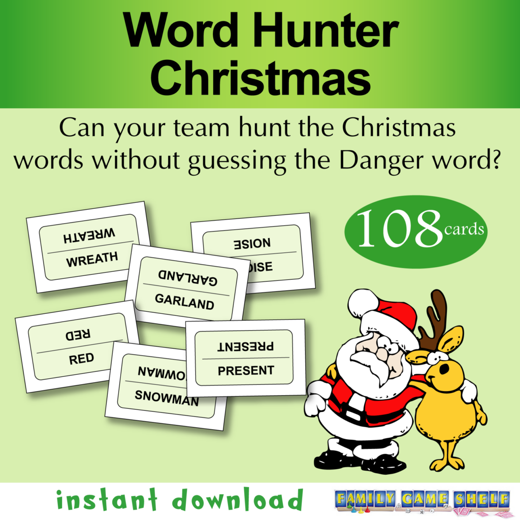 Christmas Word Hunter Game with 108 cards.