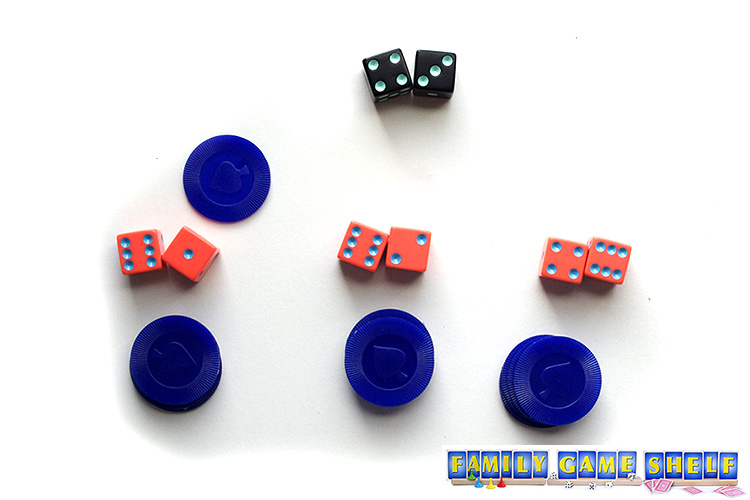Shadow Dice game players with one player having to put in a chip