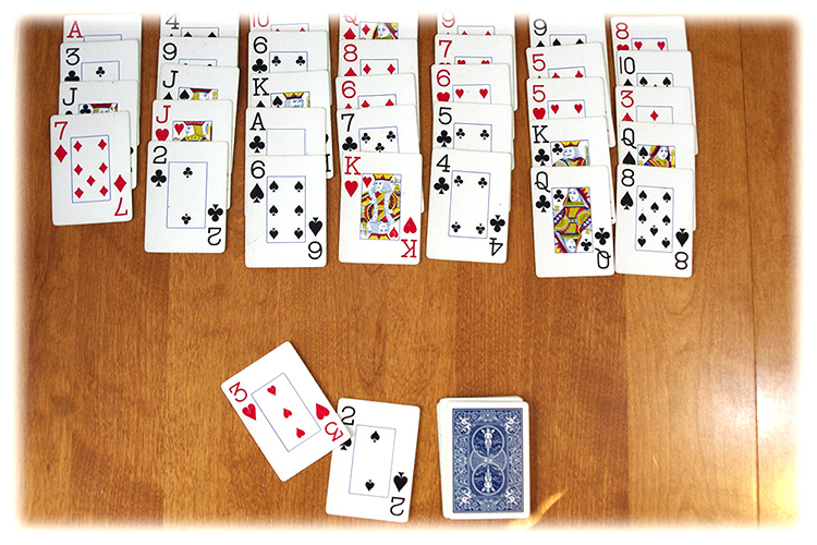 Golf Solitaire player putting a three on the discard pile