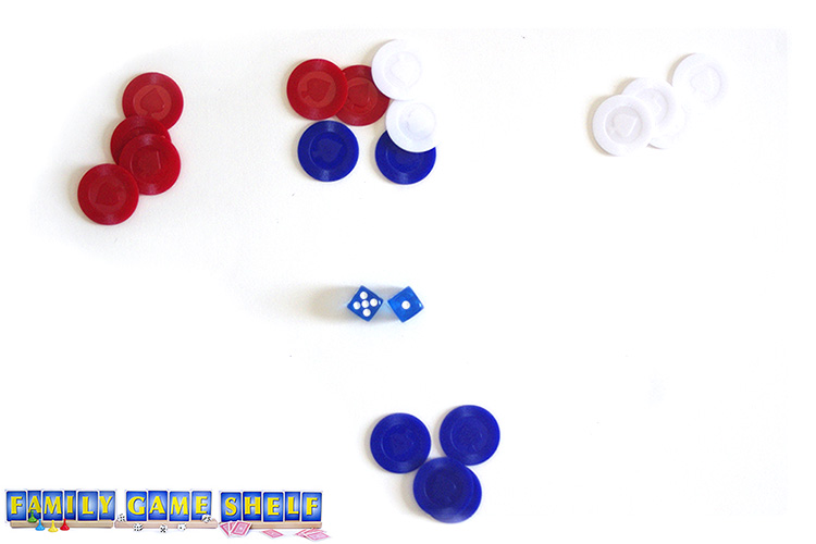 Higher or lower dice game with chips