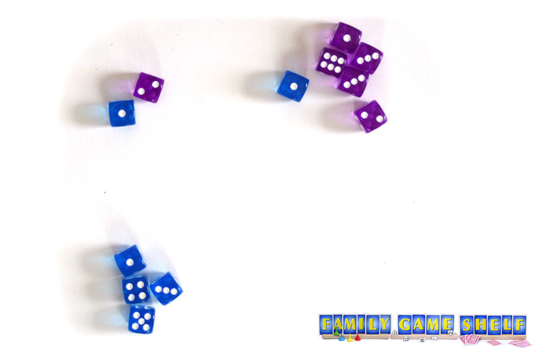 Higher or lower dice game with a roll of 2 and 1