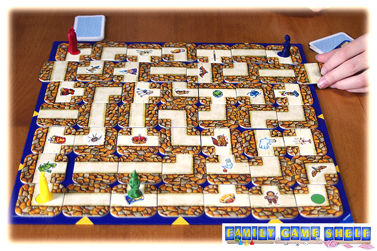 A Labyrinth game player pushing the tiles