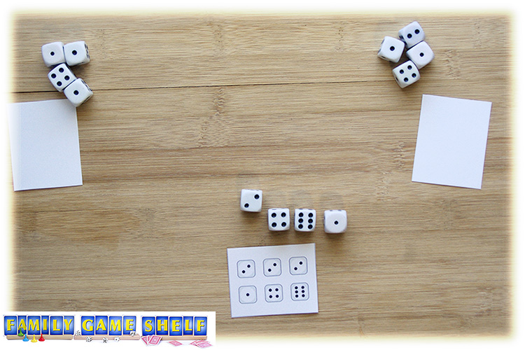 Dice Sticks player with a card of 2, 2, 2, 1, 4, 6 and a roll of 2, 4, 6, 1