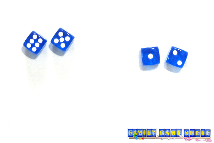 Sevens Out dice game player with two rolls that add up to 14