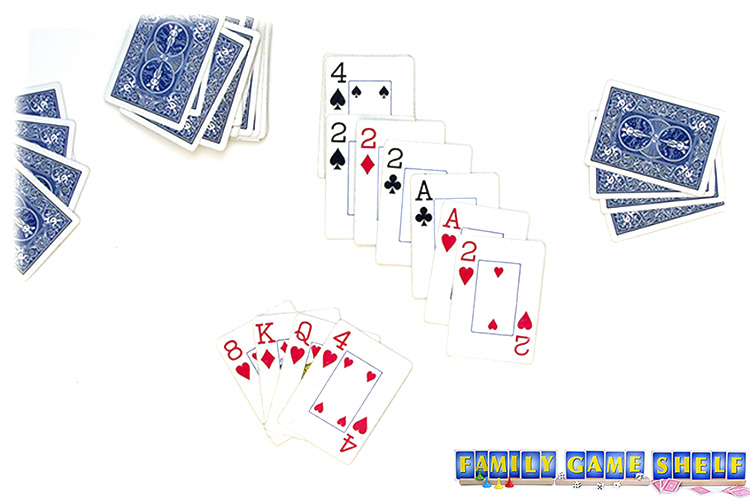 Creights card game showing a stack of aces and 2s