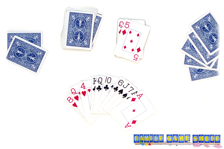 Creights card game player placing a 5 on the discard pile
