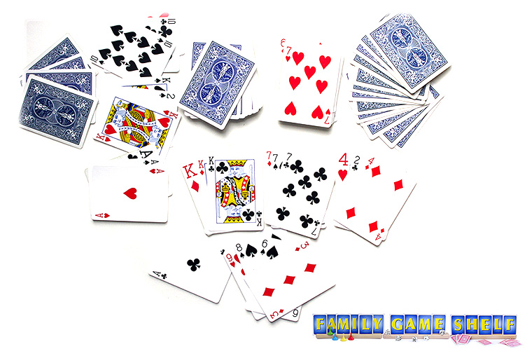 A Frustration Rummy player with three sets of three and an ace that can be played on another player's cards.