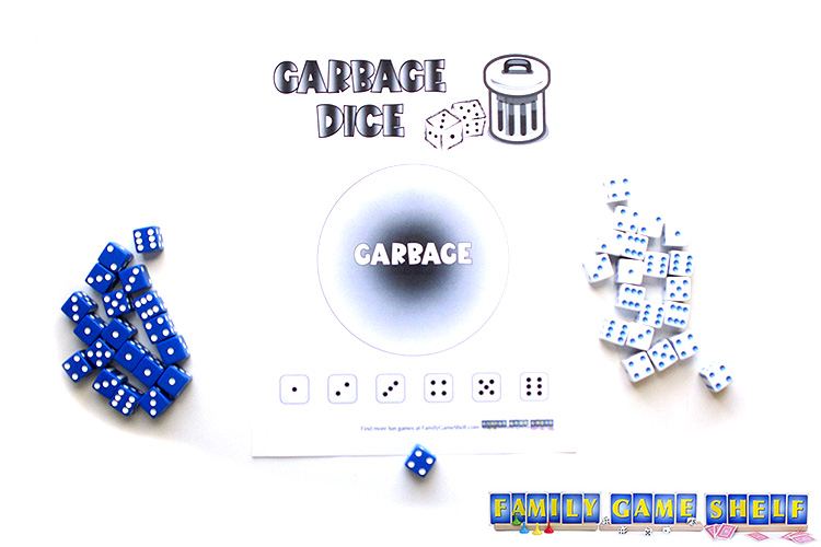 Garbage Dice mat with a roll of 4