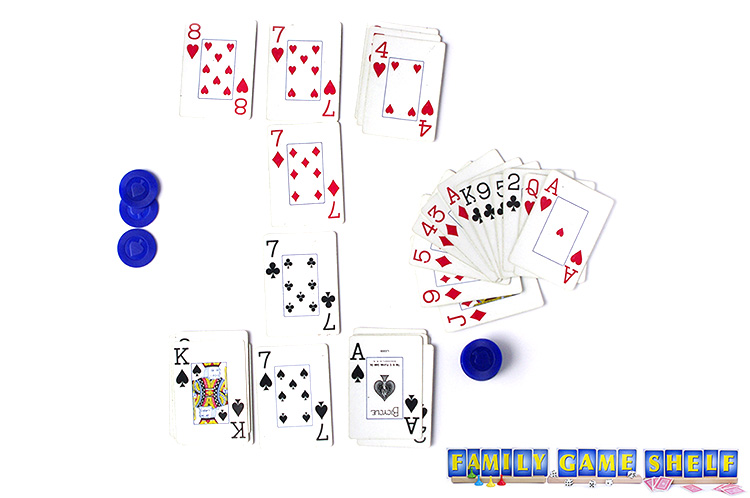 Card game Sevens with chips