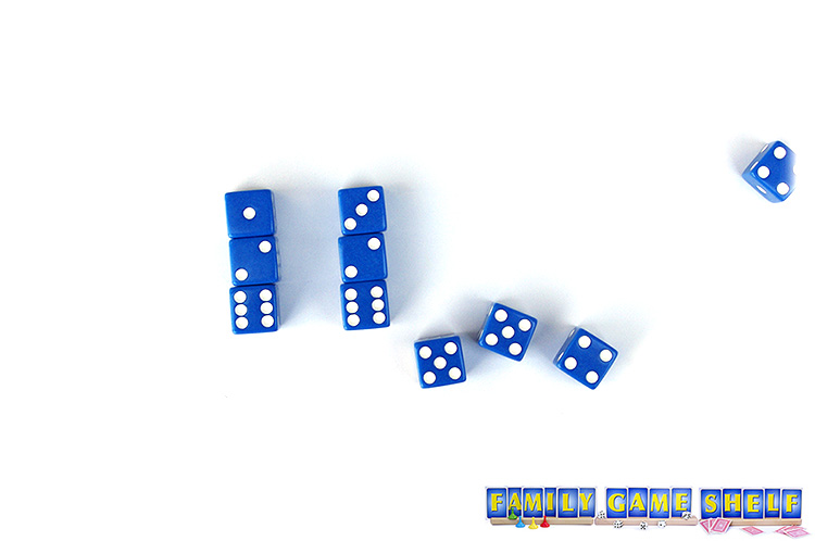 A Burger dice player with an open burger and a roll of 5, 5, 4