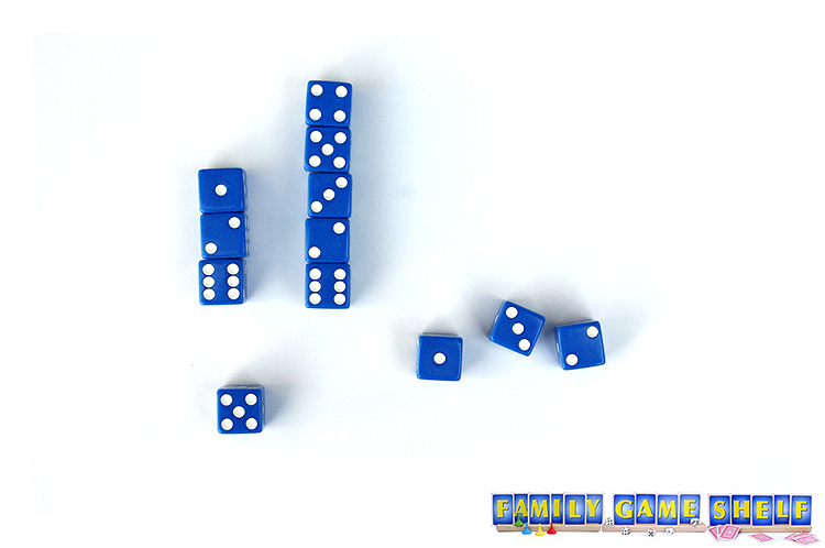 A player with a roll of one usable dice and two to go into the waste pile.