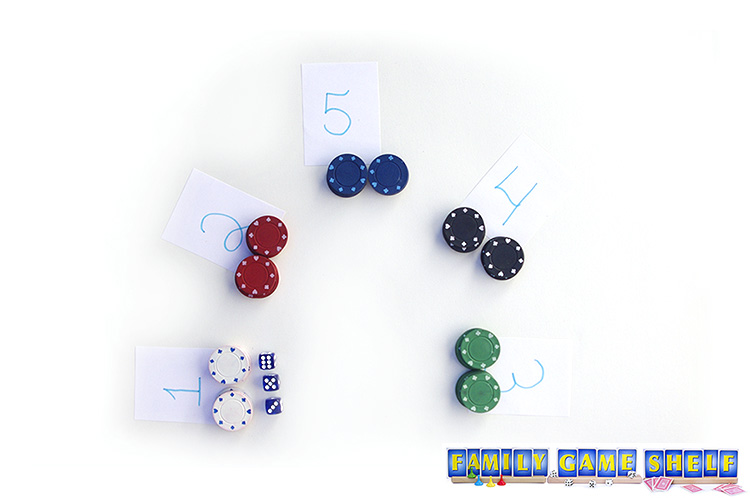 A Help Your Neighbour dice gme player with a roll of 3, 5, 6