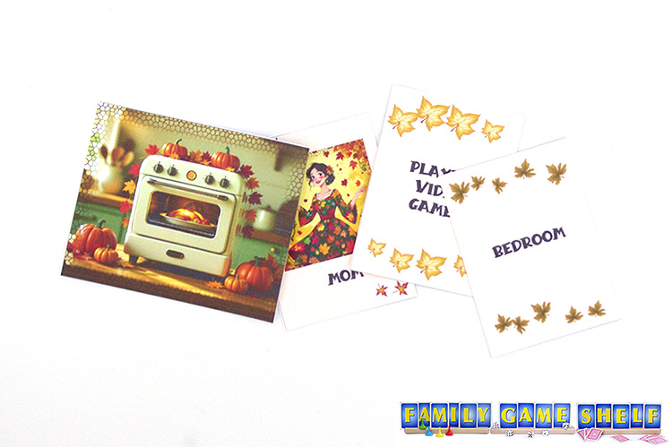 The answer cards under the oven card
