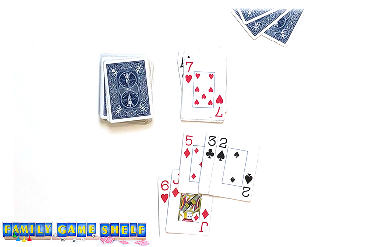 A player with a red 5 and a black 2 and 3