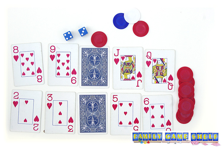 Help your Neighbour card game set up with poker chips