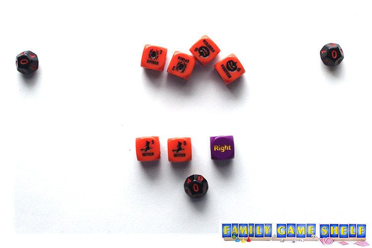 A player with two witches and the decision dice saying right