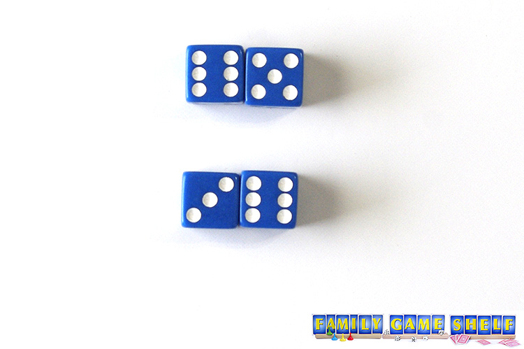 Twenty One dice game player with a roll of 6,5 and 3,6