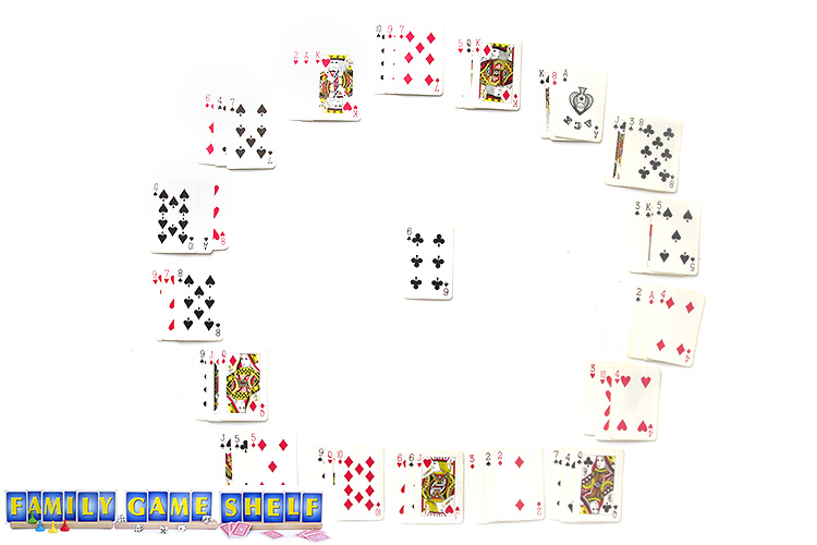 The starting set up for the Black Hole card game
