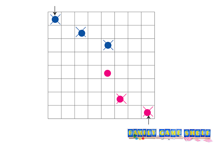 Knight Chase game with three moves shown