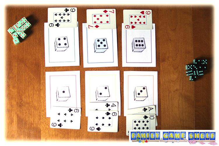 The set up for Risk It dice game
