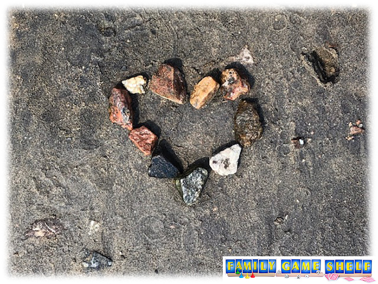 Best beach games rock art showing a heart made out of rocks