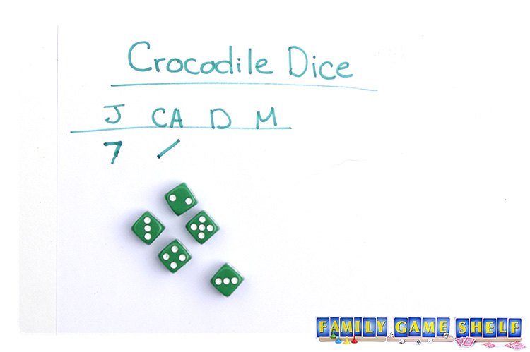 Crocodile Dice player with a roll without a 6