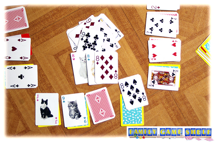 A fourth 8 being placed on the pile to swoop the deck
