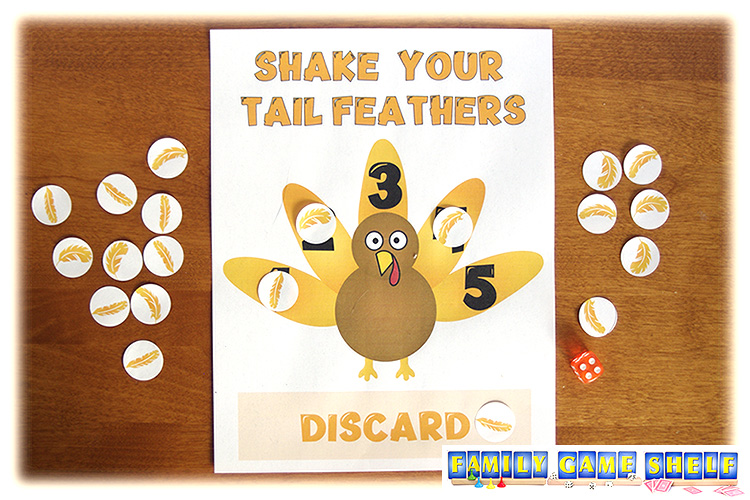 A Shake your tail feathers player rolling a number that already has a feather on it.